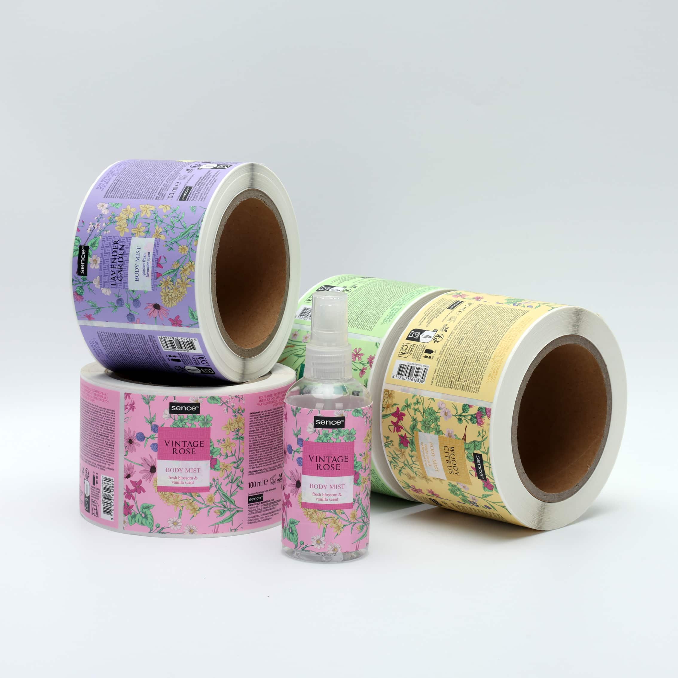 Custom Printed Self Adhesive Body Mist Bottle Labels